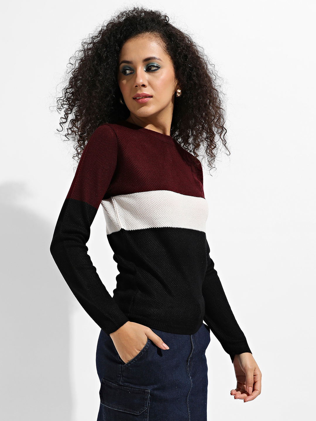 Pullover Sweater With Contrast Panels