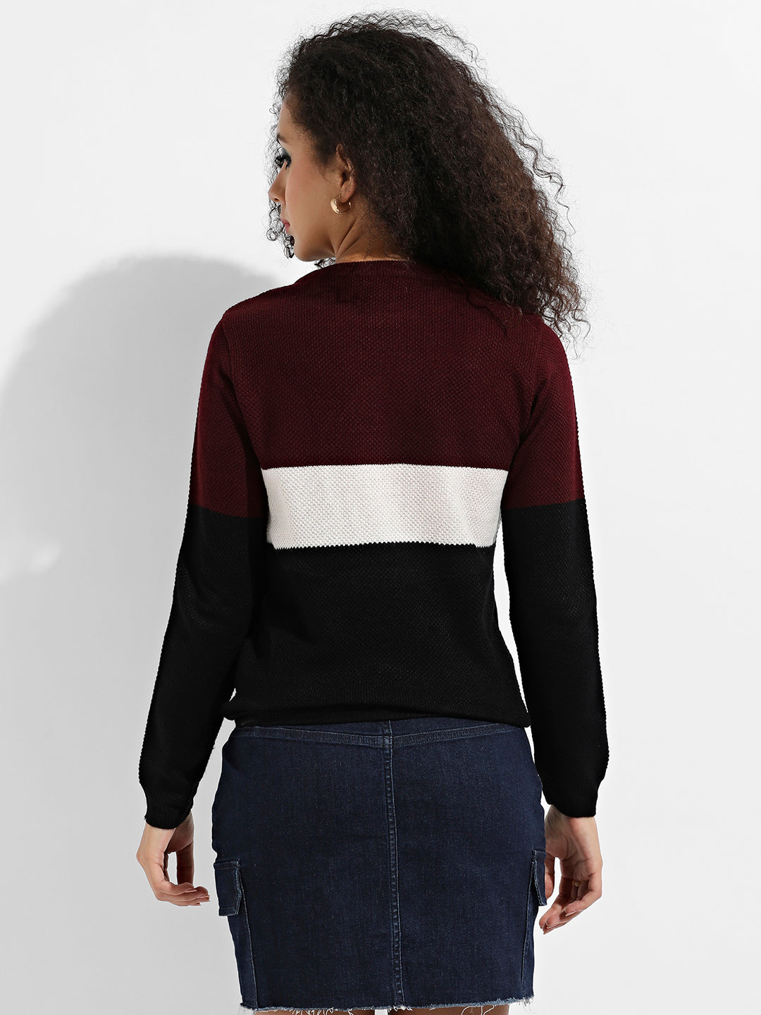 Pullover Sweater With Contrast Panels