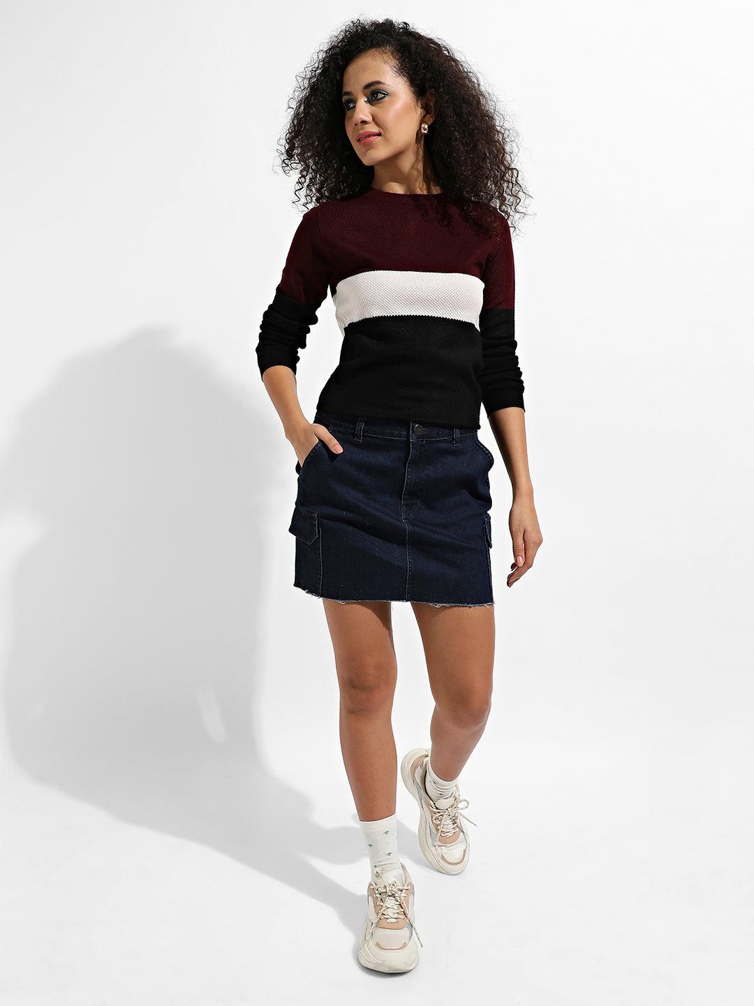 Pullover Sweater With Contrast Panels