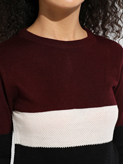 Multicolour Pullover Sweater With Contrast Panels
