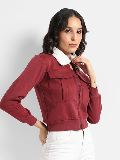 Flap Pocket Jacket With Fur Details