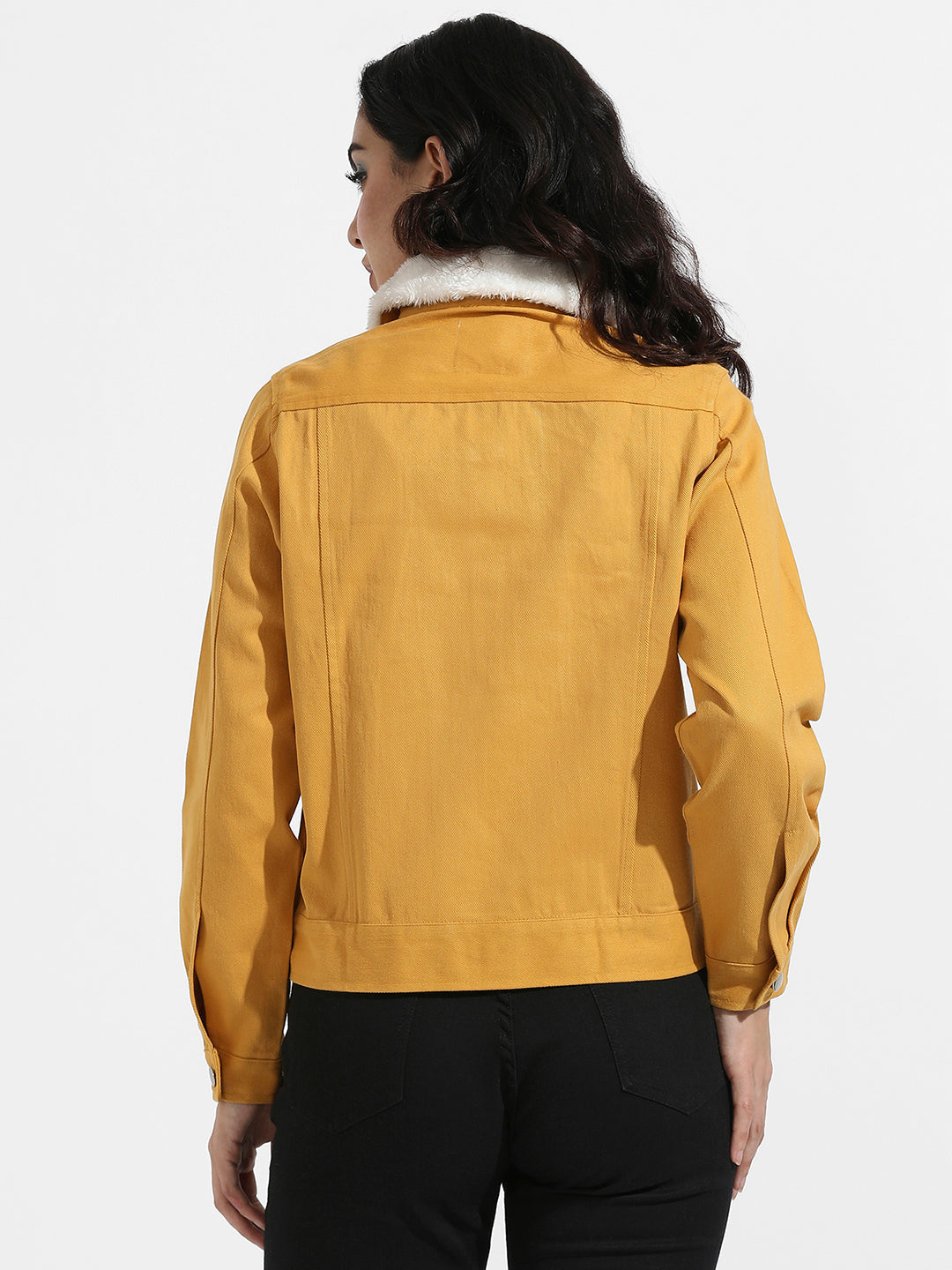 Front-Button Jacket With Fur Details