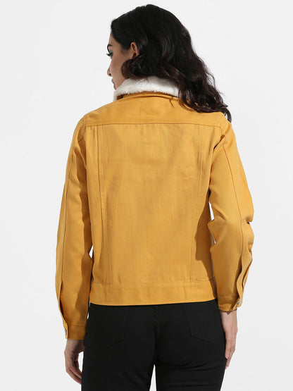 Front-Button Jacket With Fur Details