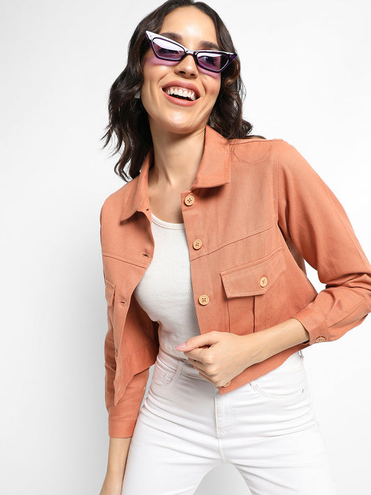 Buttopn-Front Jacket With Flap Pockets