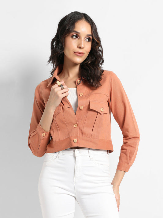 Buttopn-Front Jacket With Flap Pockets