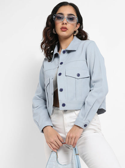 Front-Button Jacket With Flap Pockets