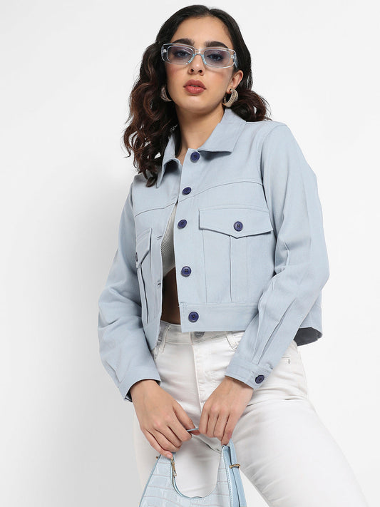 Front-Button Jacket With Flap Pockets