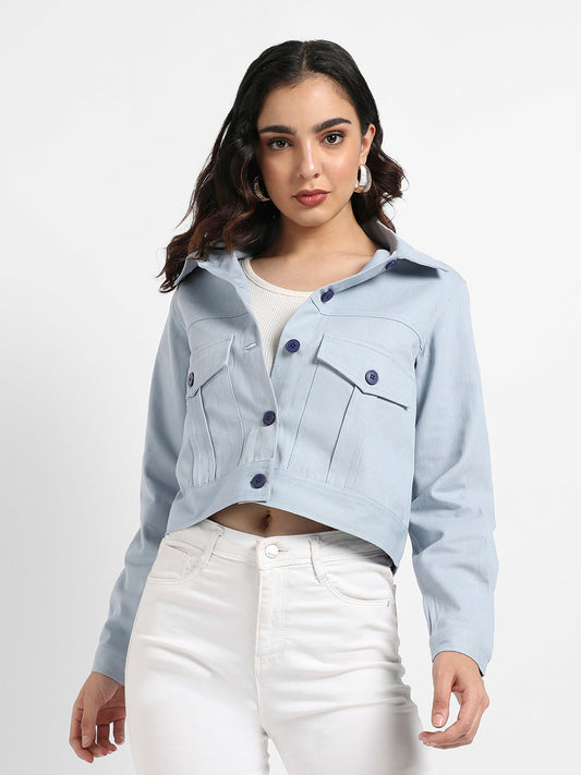 Front-Button Jacket With Flap Pockets