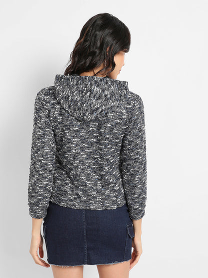 Textured Hoodie With Zip-Closure