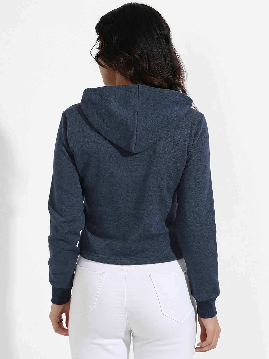 Cropped Pullover Hoodie With Contrast Drawstring