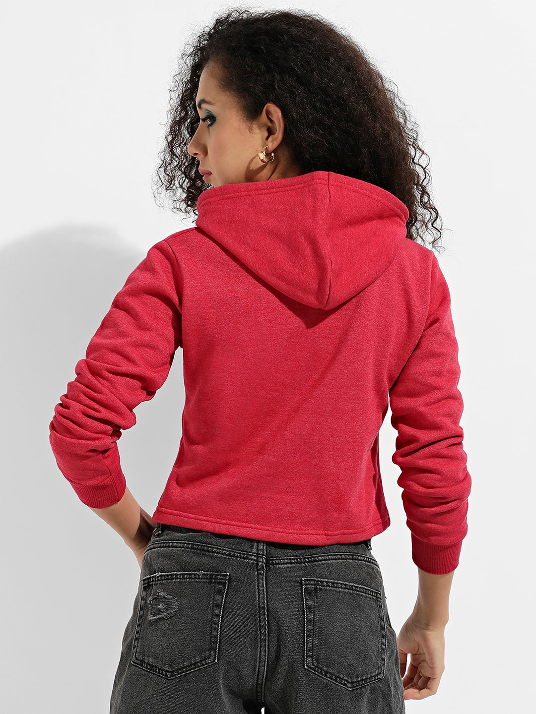 Cropped Hoodie With Contrast Drawstring