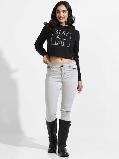 Slay All Day Hoodie With Ribbed Hem