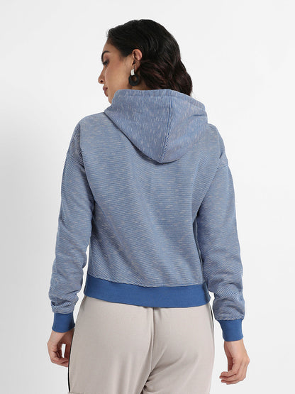 Striped Hoodie With Tie-Up Waist