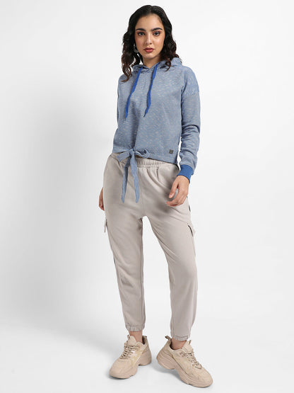 Striped Hoodie With Tie-Up Waist