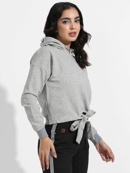 Pullover Hoodie With Tie-Up Waist