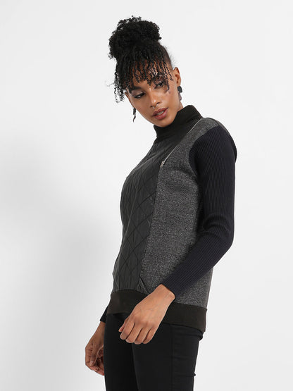 Pullover Sweatshirt With Quilted Details