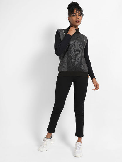 Pullover Sweatshirt With Quilted Details