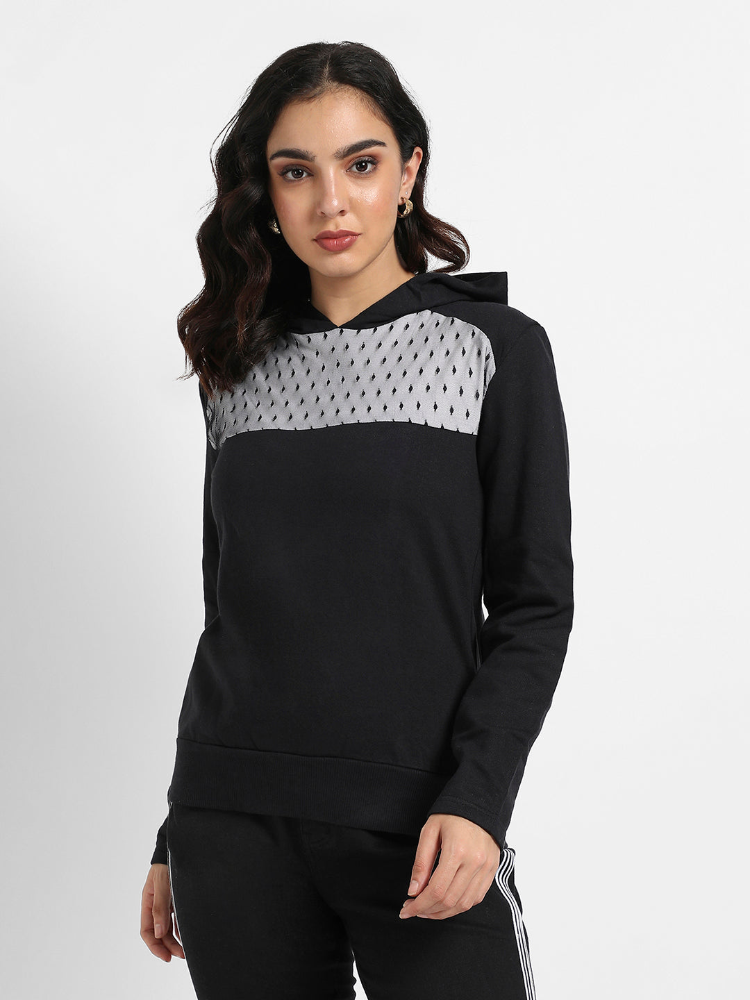 Pullover Hoodie With Mesh Details