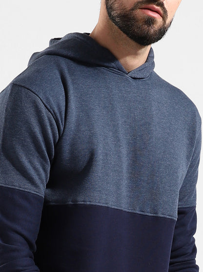 Cotton Navy Blue Colour-Blocked Tracksuit For Casual Wear