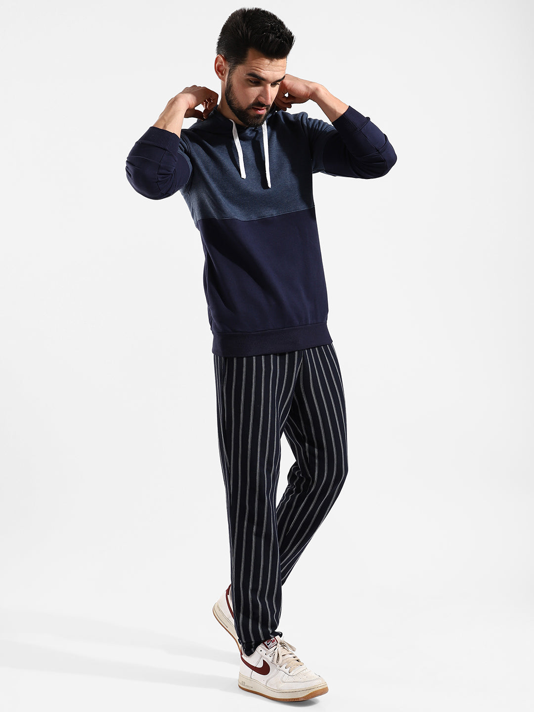 Cotton Colour-Blocked Regular Fit Tracksuit For Casual Wear