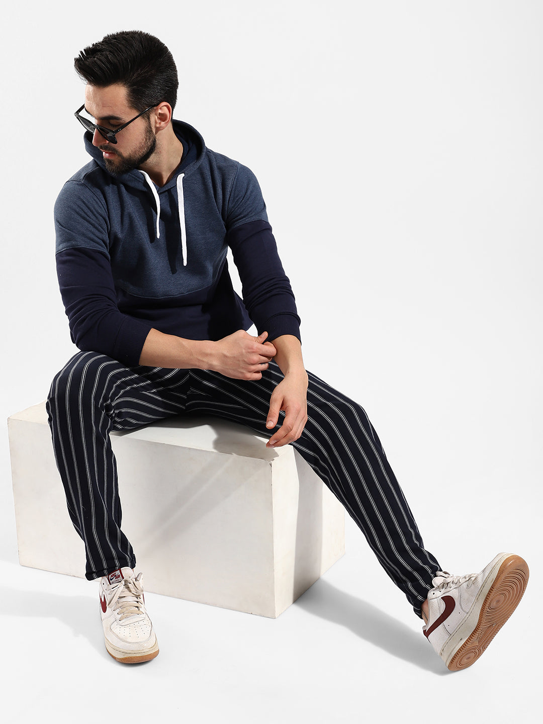 Cotton Colour-Blocked Regular Fit Tracksuit For Casual Wear
