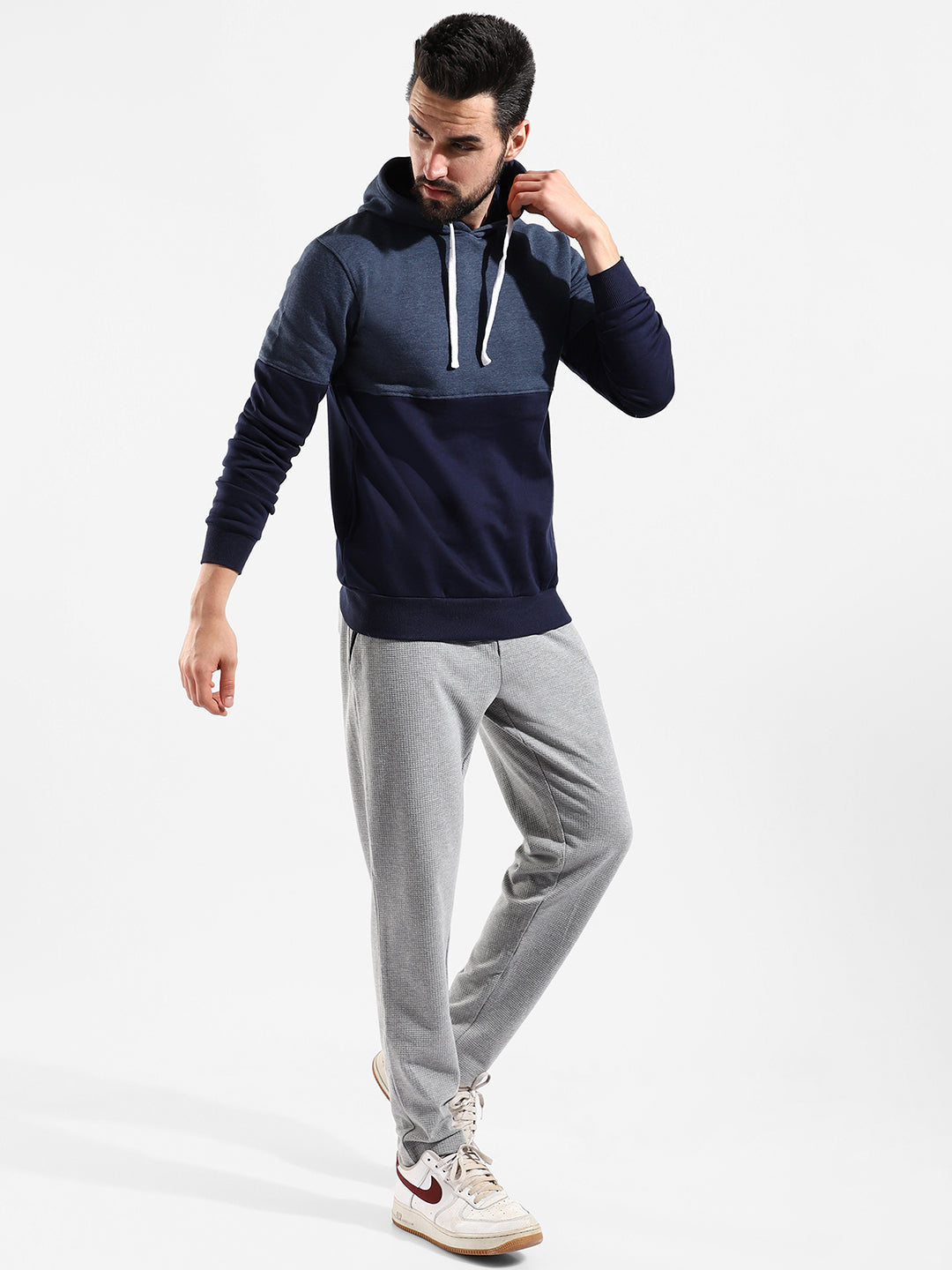Cotton Colour-Blocked Regular Fit Tracksuit For Casual Wear