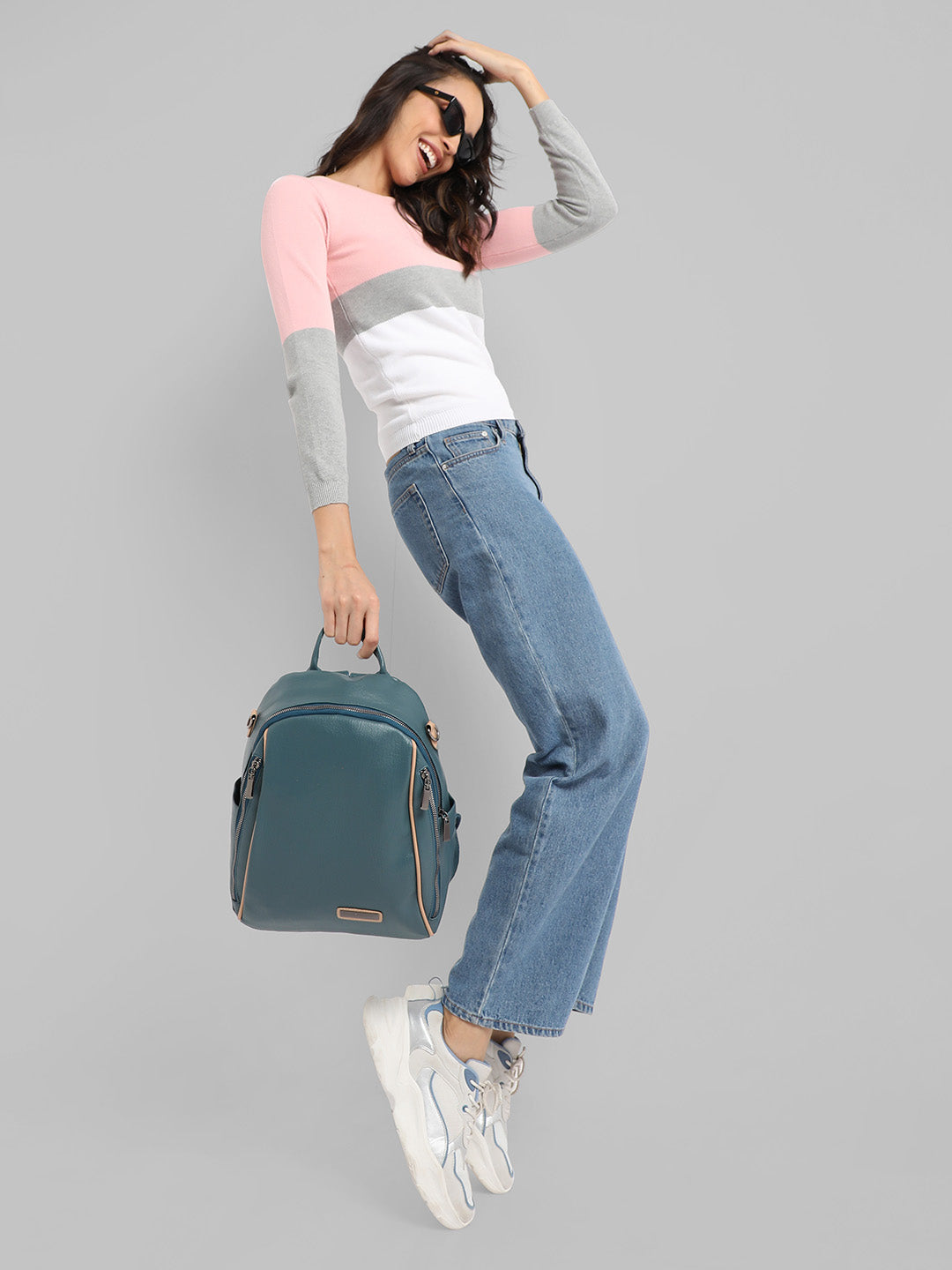 Contrast Piping Backpack - Blue