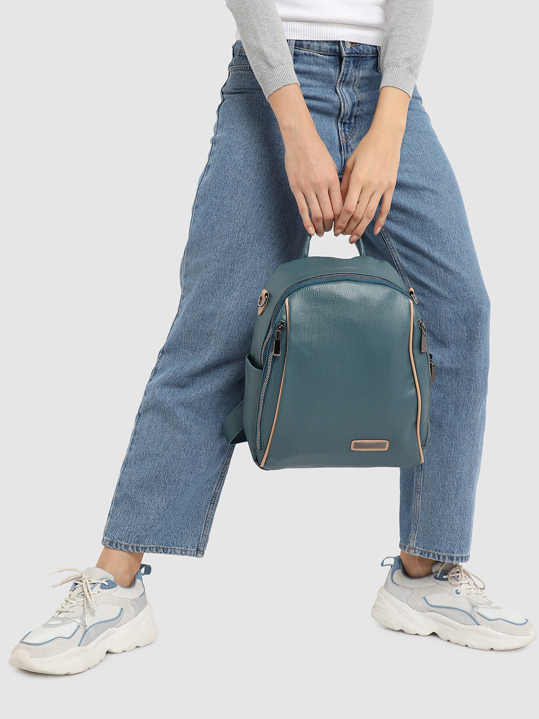 Contrast Piping Backpack - Blue