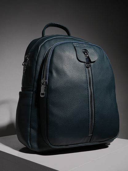 Zip-Front Curve Mini Backpack - Blue