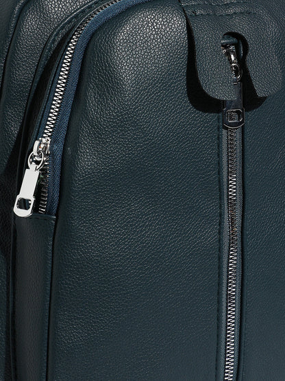 Zip-Front Curve Mini Backpack - Blue