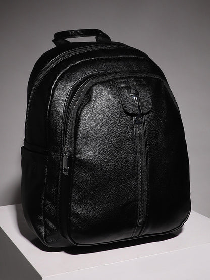 Zip-Front Curve Mini Backpack - Black