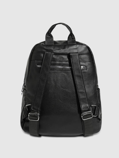 Zip-Front Curve Mini Backpack - Black