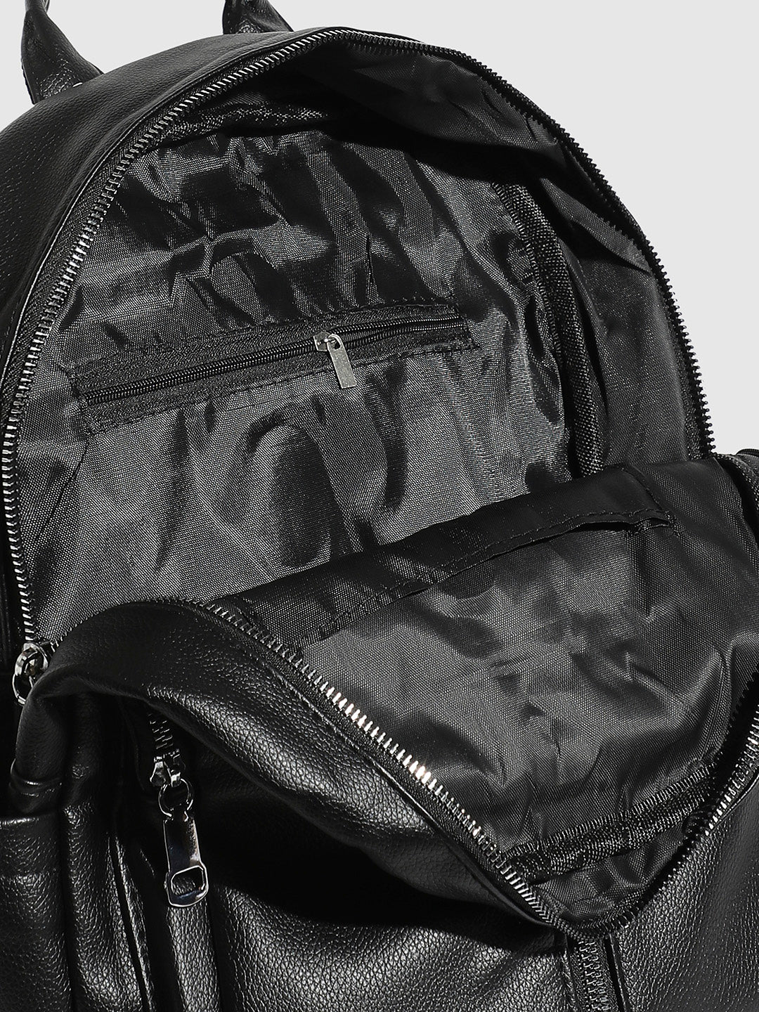 Zip-Front Curve Mini Backpack - Black