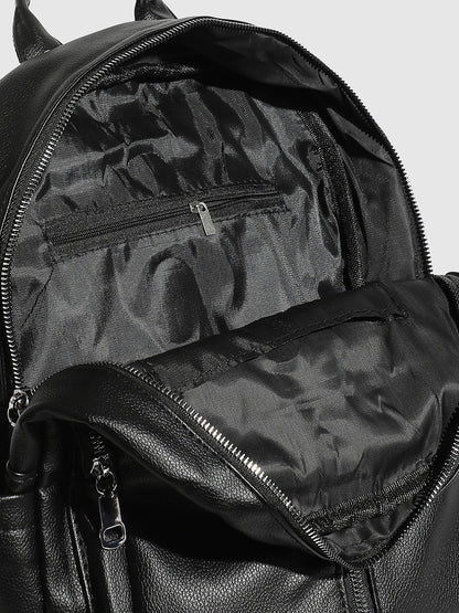 Zip-Front Curve Mini Backpack - Black