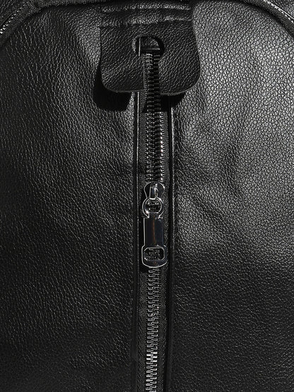 Zip-Front Curve Mini Backpack - Black