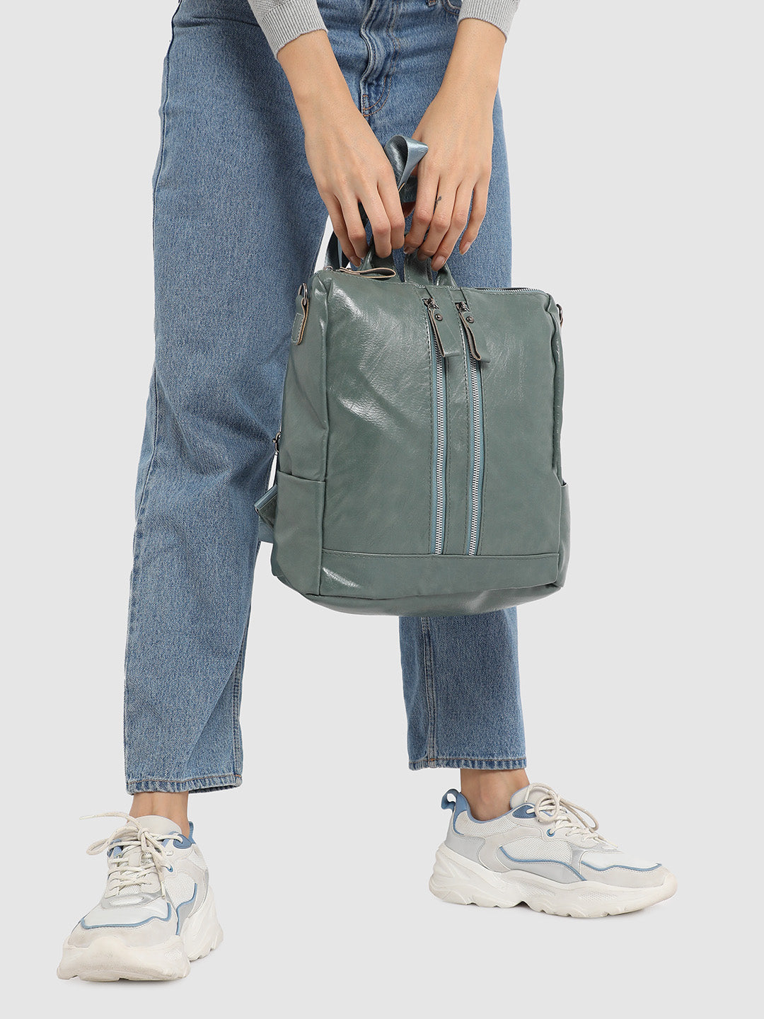 Zip-Front Broad Backpack - Sage Green
