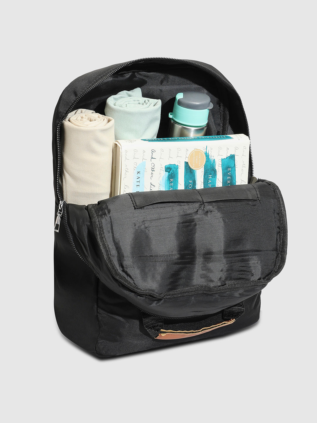 Contrast Flap Backpack - Black