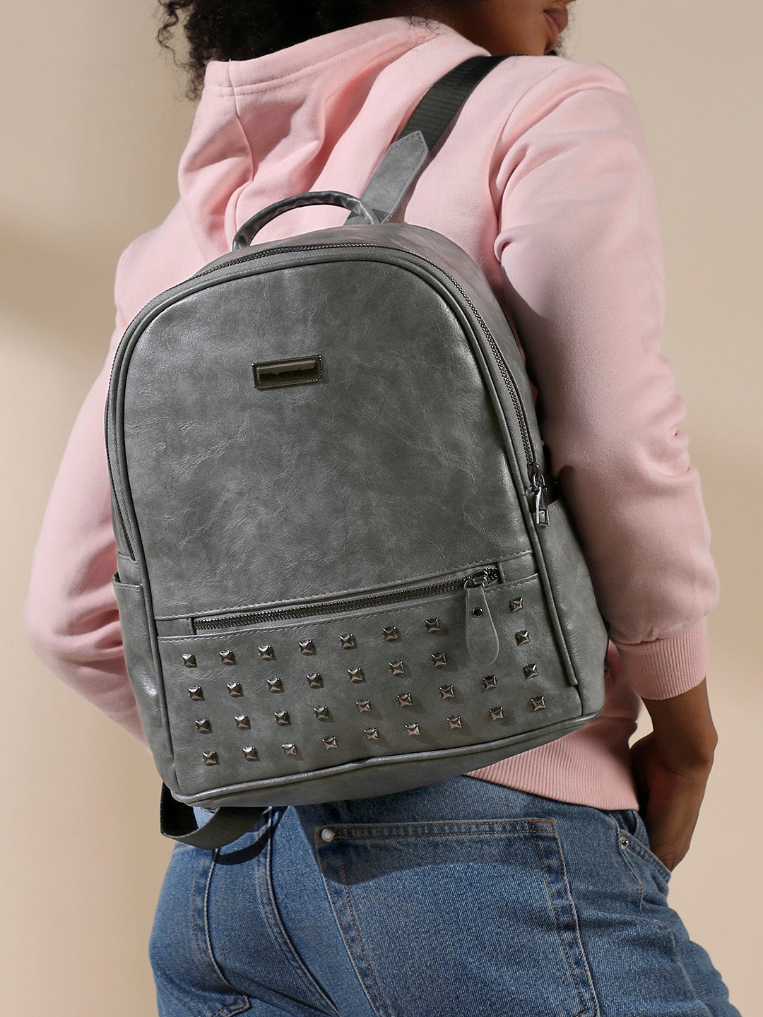 Studded Backpack - Grey