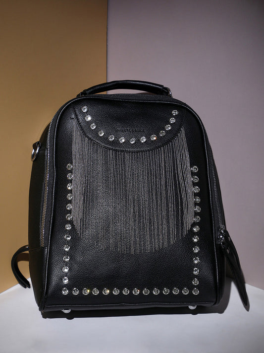 Fringed Mini Backpack - Black