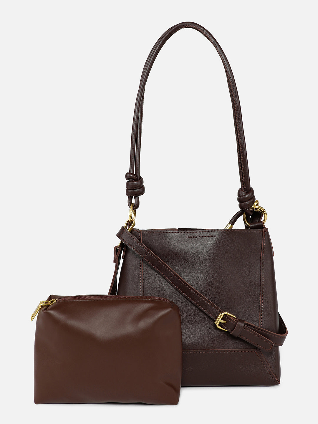 Cocoa Dark Brown Tote With Pouch & Wallet Set