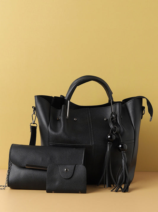 Textured Black Bags Combo Set