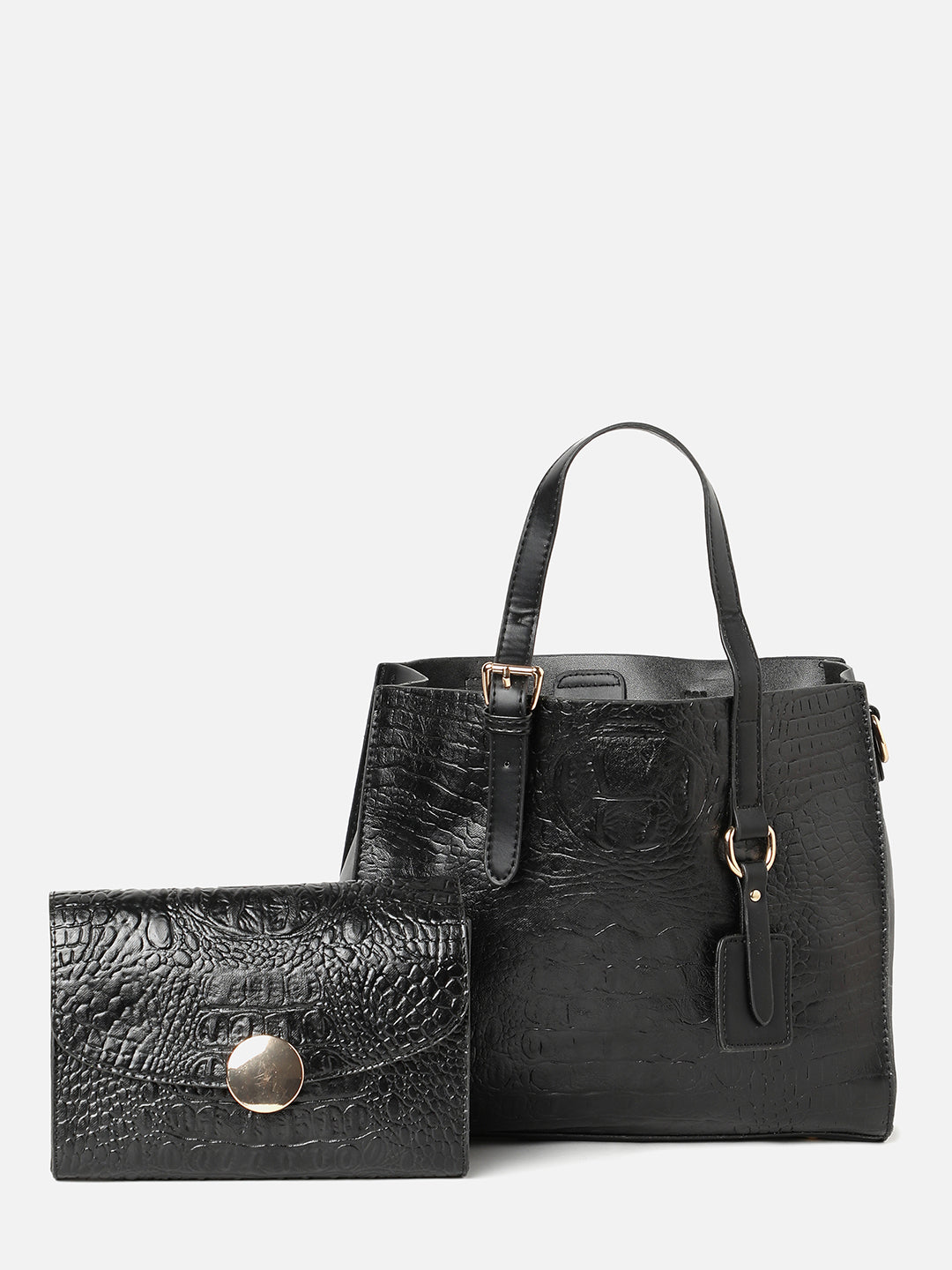 Textured Black Bag Combo Set