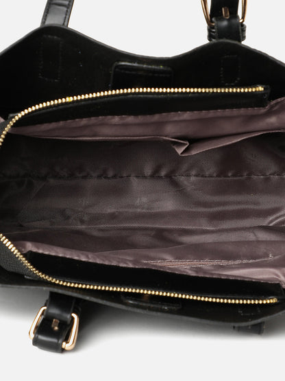 Women Textured Black Bag Combo Set
