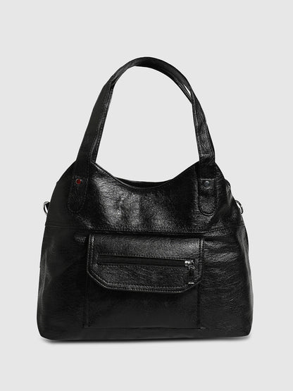 Zip Flap Handbag - Black