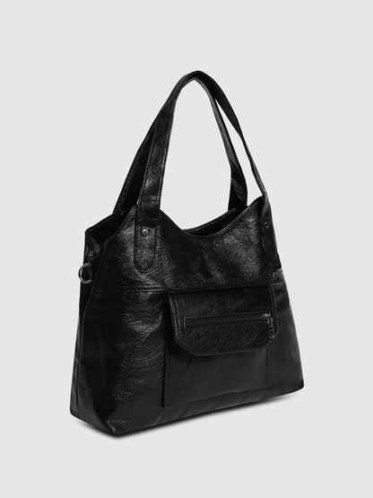 Zip Flap Handbag - Black
