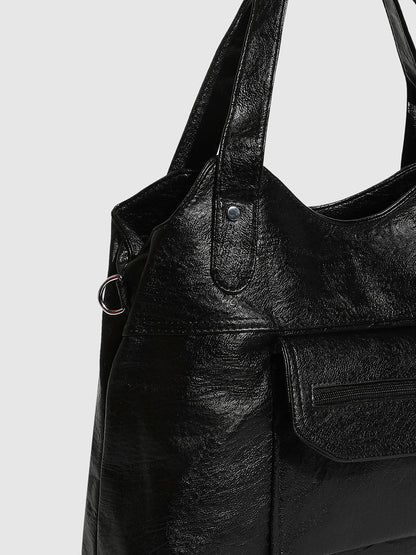 Zip Flap Handbag - Black