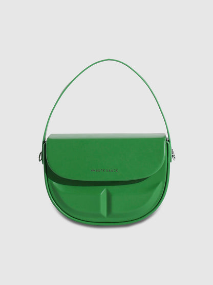 Structured Curve Handbag - Green