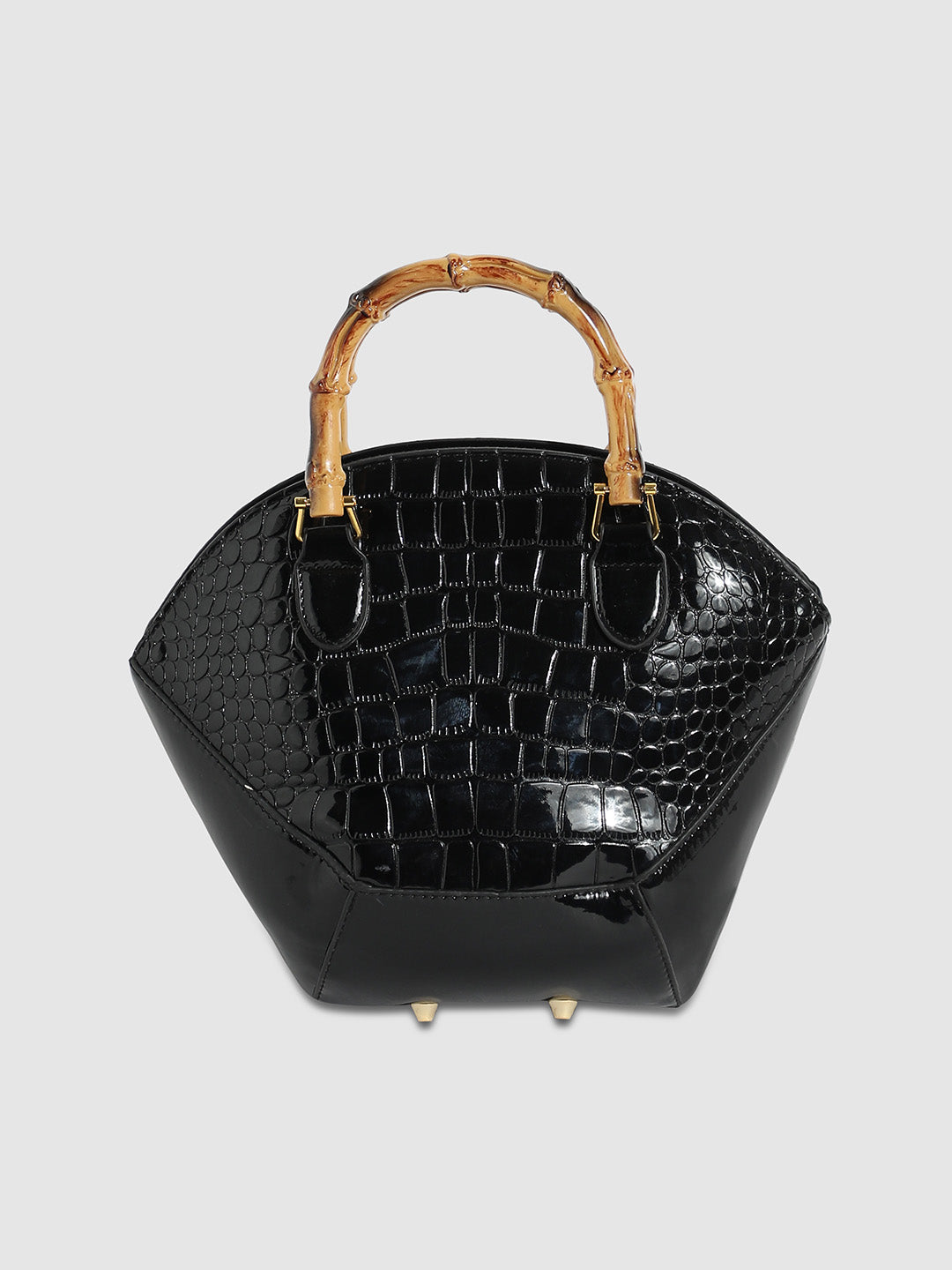 Bamboo Fan Handbag - Black