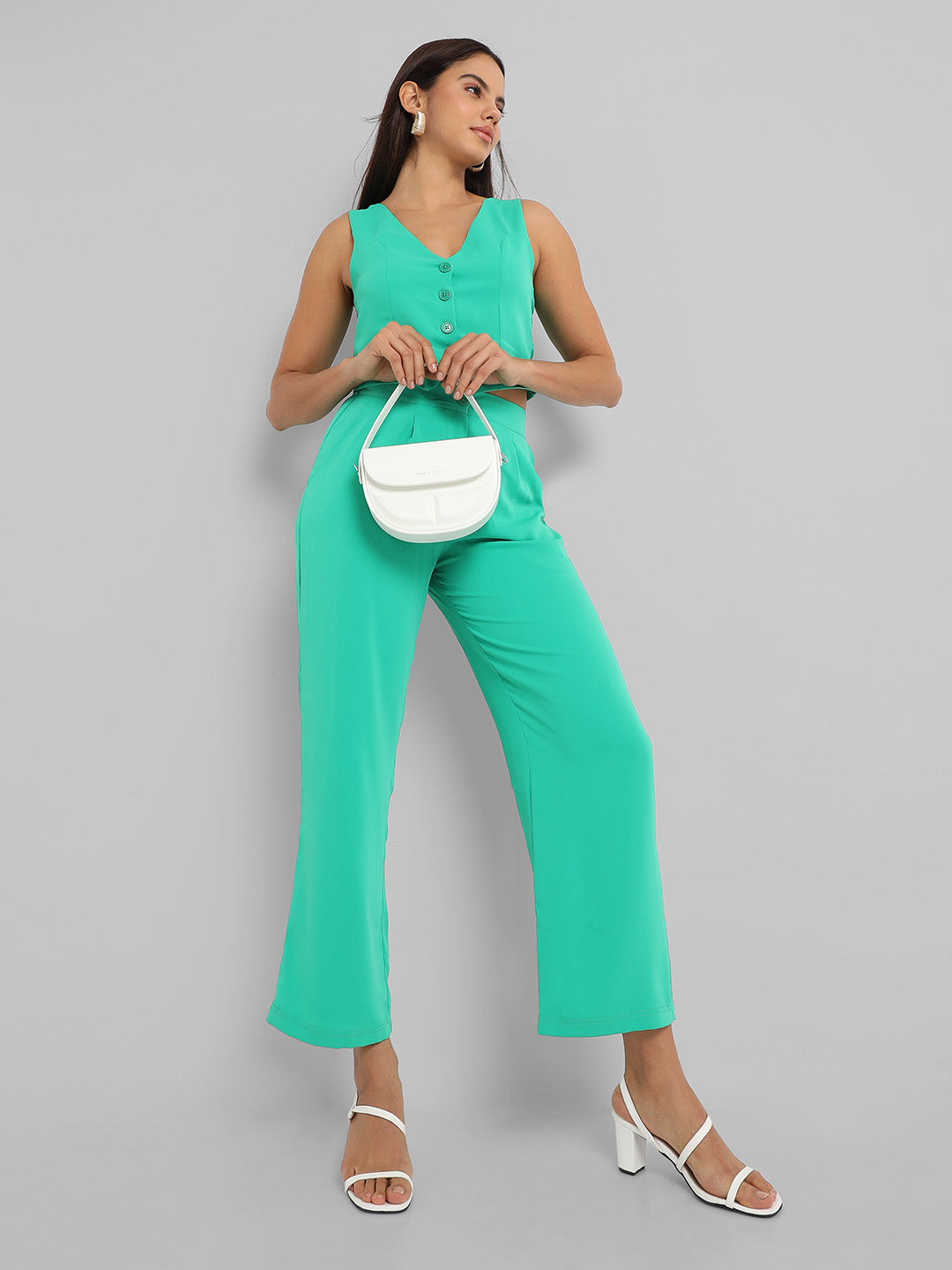 Structured Curve Handbag - White
