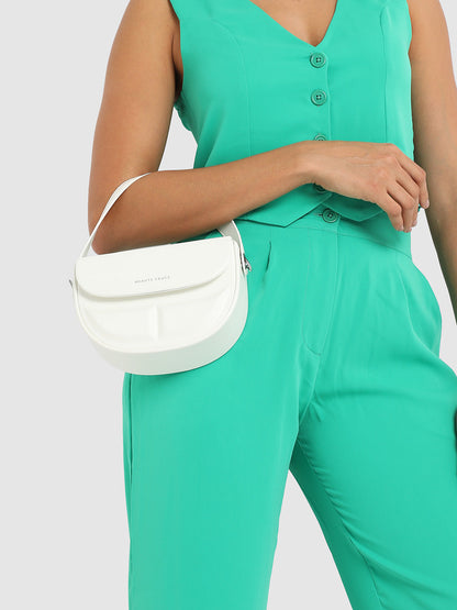 Structured Curve Handbag - White